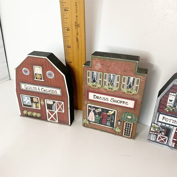 Brandywine Woodcrafts House Shelf Sitter Set of 3 Wood Pottery & Ceramics - Picture 5 of 7